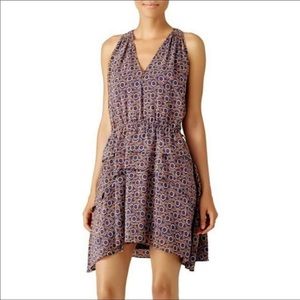 Derek Lam 100% silk tiered patterned dress with side tassel. Size 2.